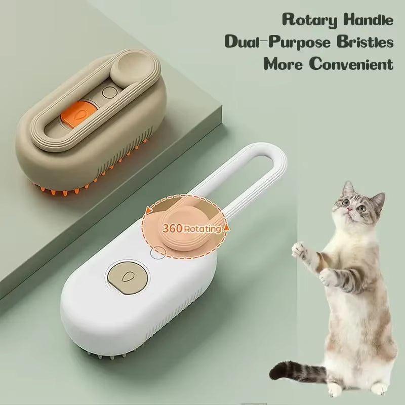 3-in-1 Electric Steamy Dog & Cat Brush – Spray, Massage, and Grooming Tool for Removing Tangled and Loose Hair