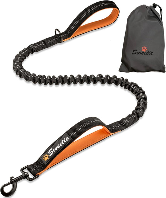 Reflective Shock-Absorbing Dog Lead with Padded Grip for Night Walks