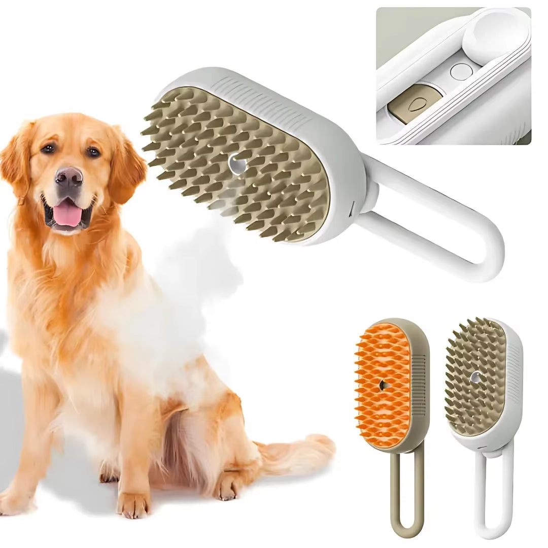 3-in-1 Electric Steamy Dog & Cat Brush – Spray, Massage, and Grooming Tool for Removing Tangled and Loose Hair