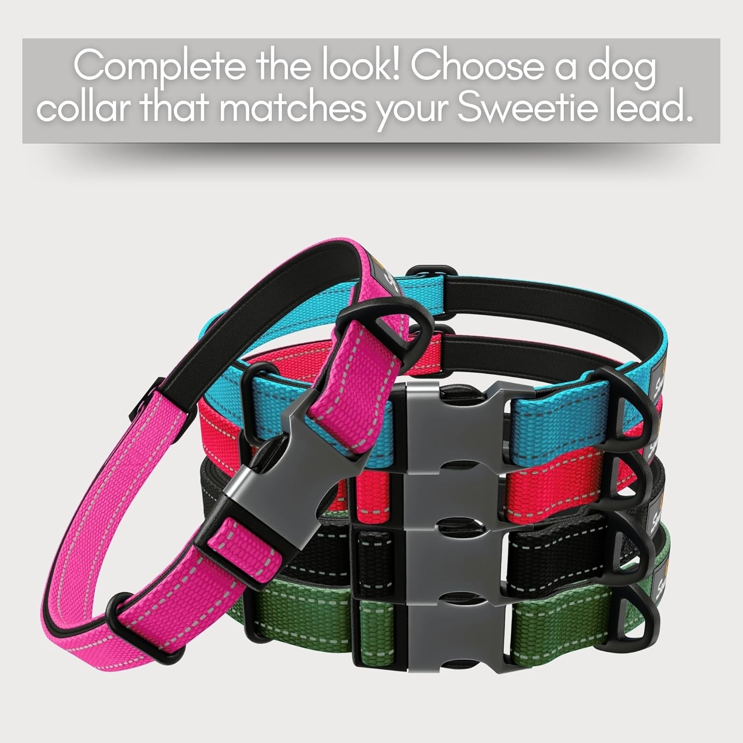 Reflective Shock-Absorbing Dog Lead with Padded Grip for Night Walks