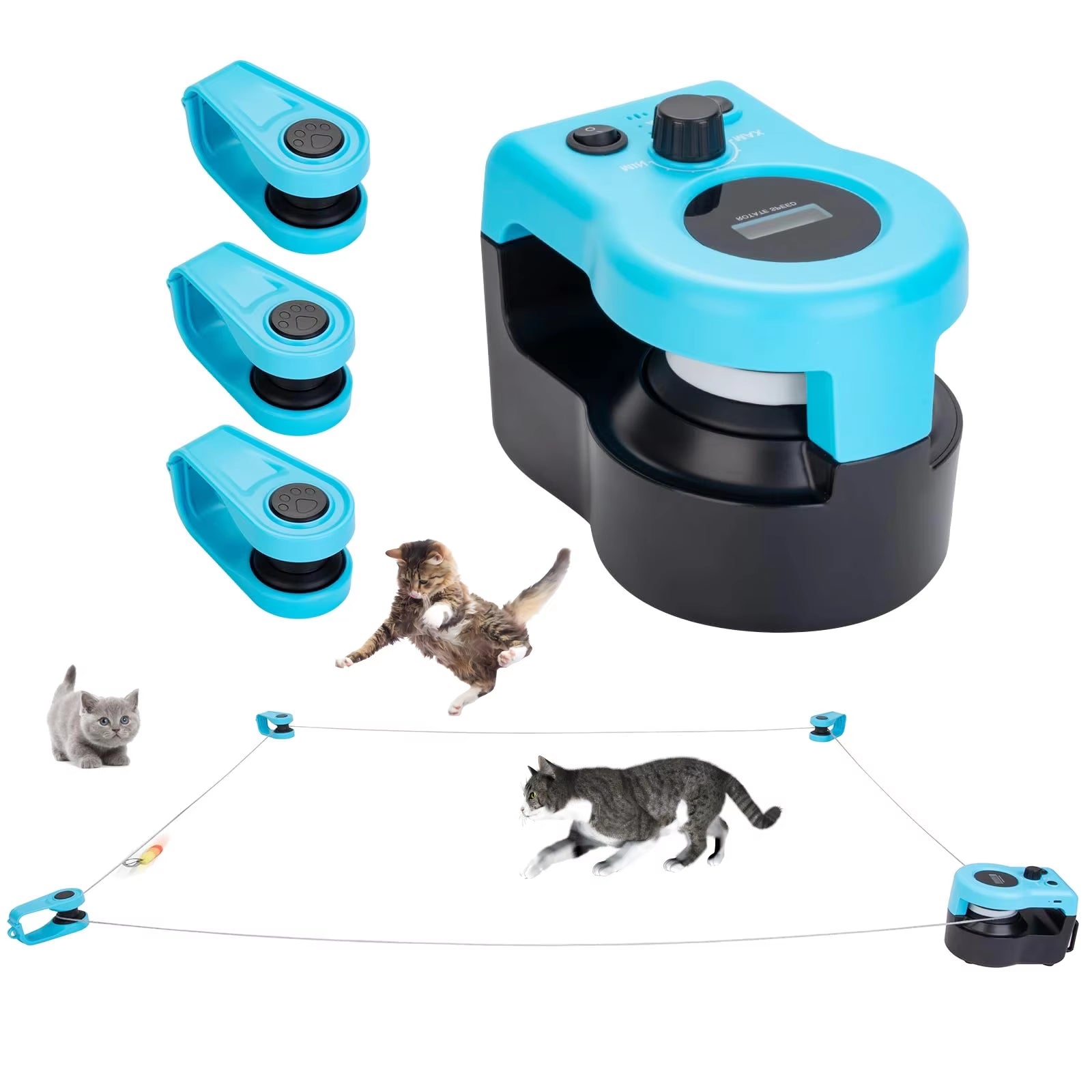 Interactive Cat Toy for Indoor Cats – Adjustable Speed Toy Wheel and Treadmill with Simulated Hunting Action