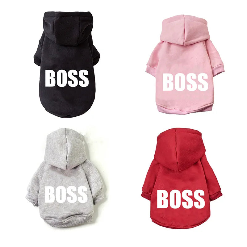 Fashion Boss Pet Hoodie: Cozy, Windproof Jacket for Dogs & Cats – Trendy Sweatshirt for Puppies & Pitbulls