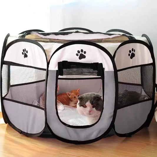 Portable Foldable Pet Tent Kennel – Octagonal Outdoor Puppy Shelter, Easy-Set Up Dog Cage for Large Dogs and Cats, Convenient Travel and Storage